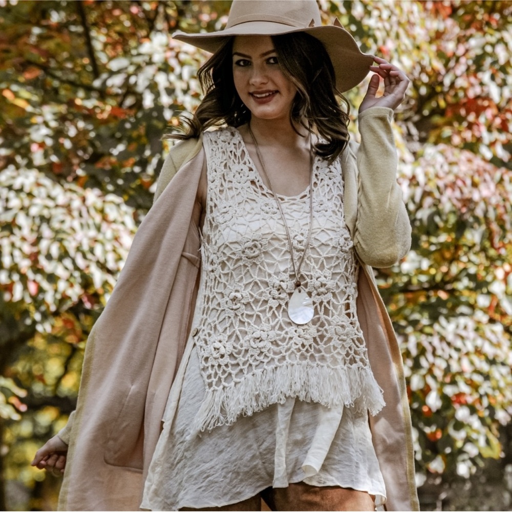 NEW Handmade Crochet Tassel Sleeveless Tunic Top